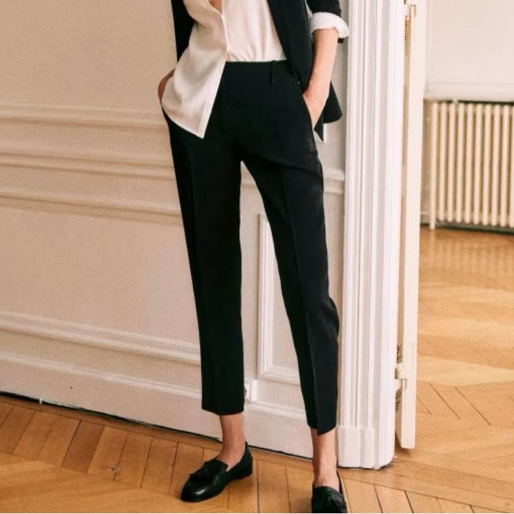 Sezane Ankle Trouser Pants Black